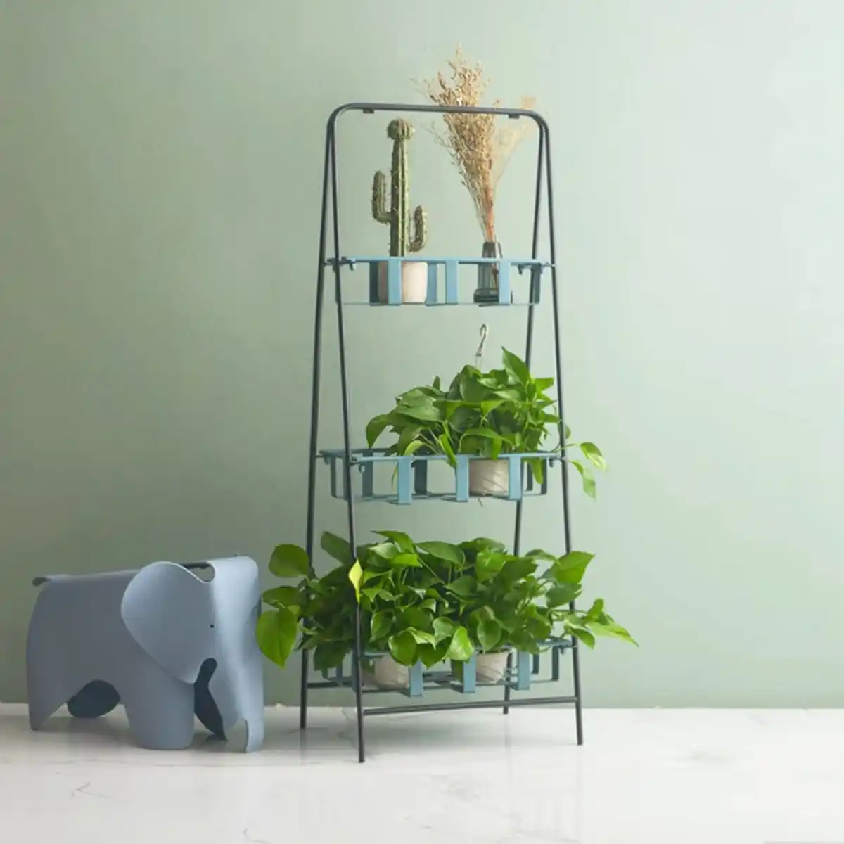 Bild 2 von Blumengestell in "A-Form", ca. 46 x 38 x 142 cm - Schwarz & Blau