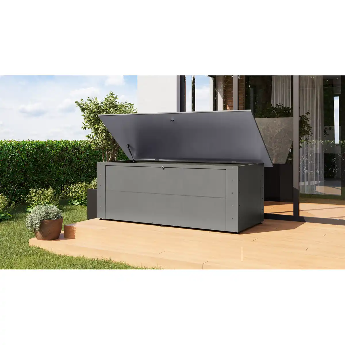 Bild 1 von Karibu Garten-Aufbewahrungsbox 'Meissa 3' graualuminium 199,5 x 71 x 95 cm