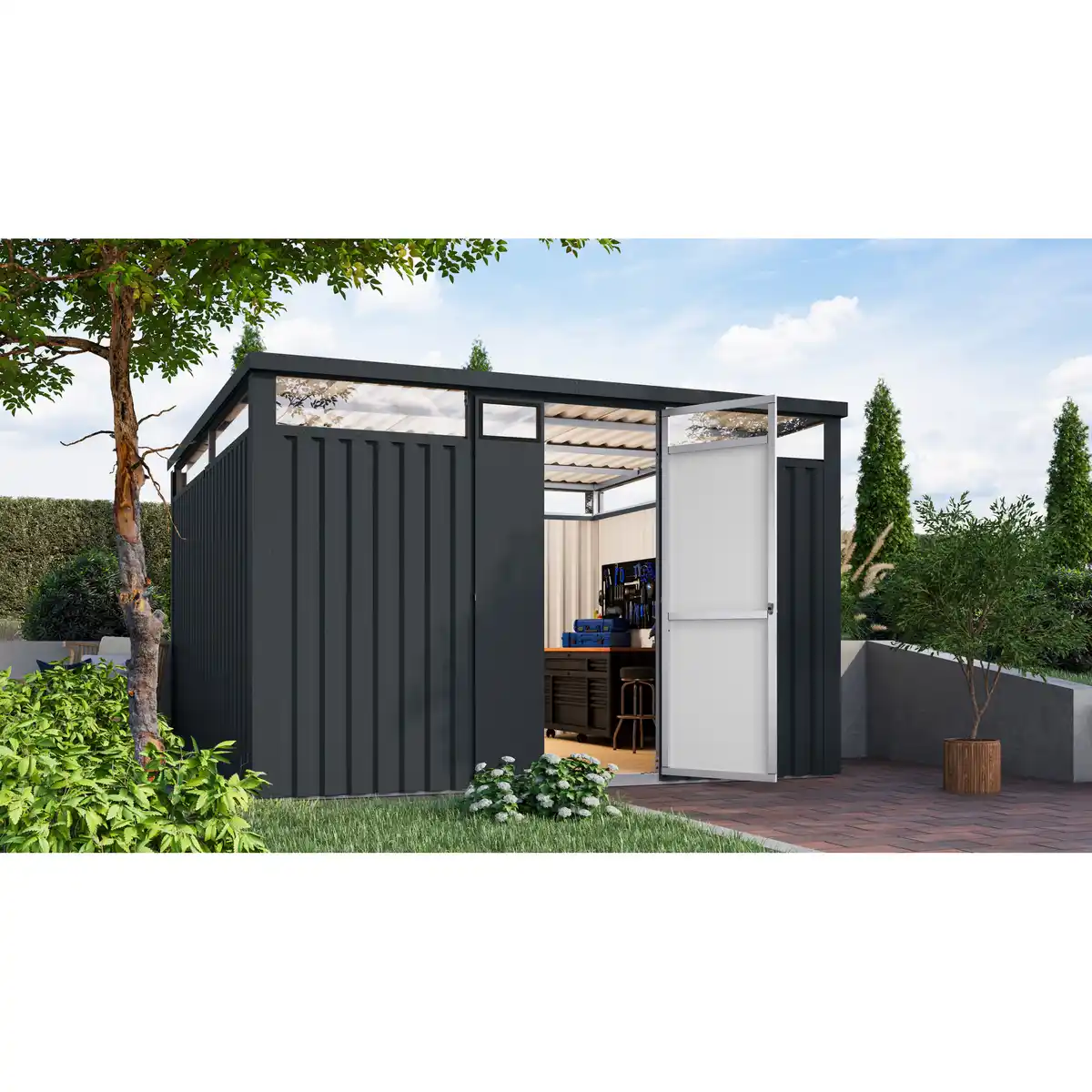 Bild 1 von Karibu Metallgerätehaus 'Polaris 3,5' anthrazit 343 x 220 x 343 cm