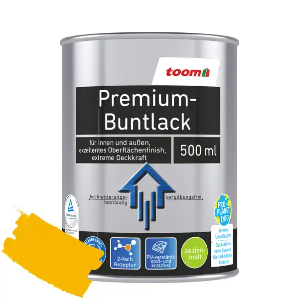 Bild 1 von toom Premium-Buntlack rapsgelb seidenmatt 500 ml