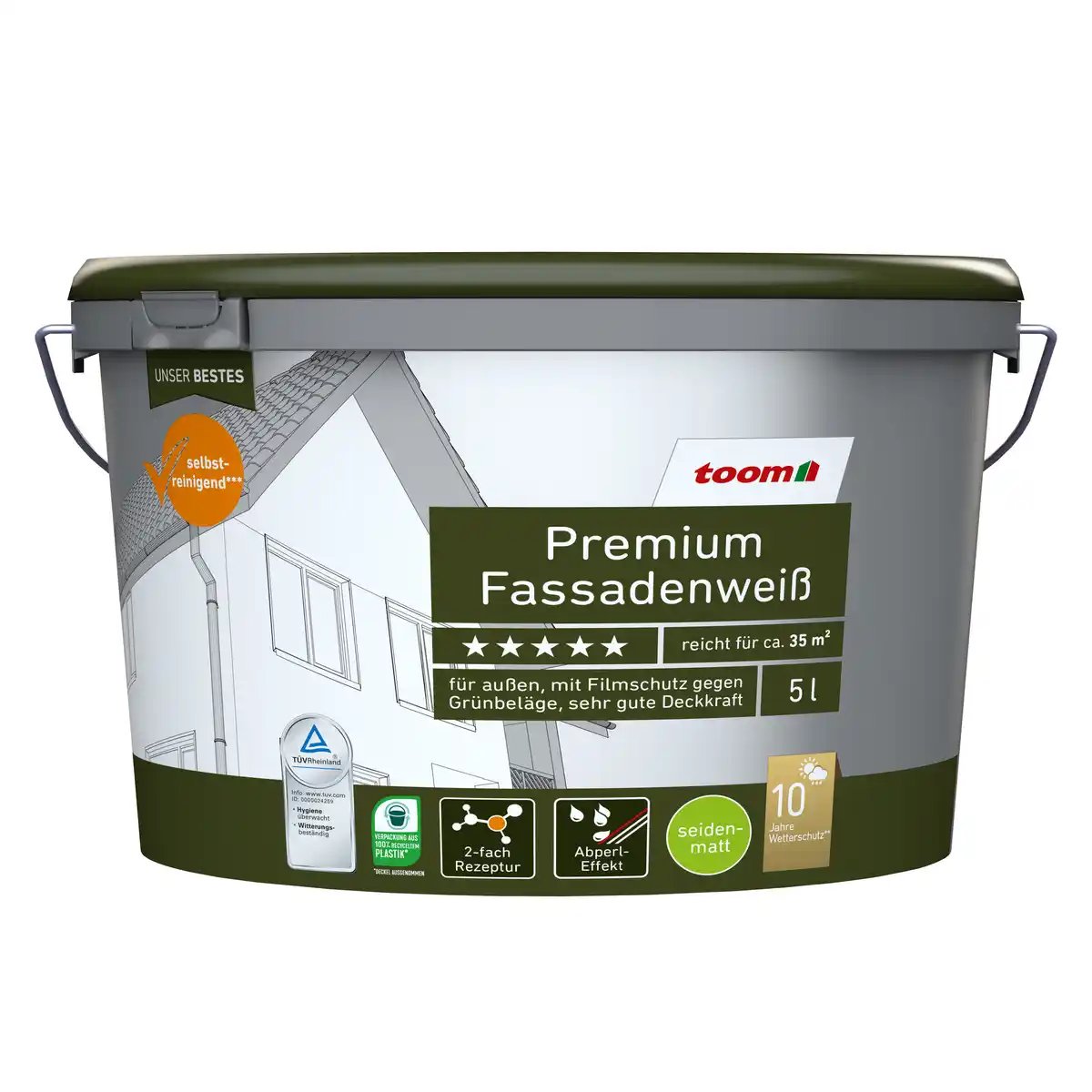 Bild 1 von toom Premium-Fassadenweiß seidenmatt 5 l