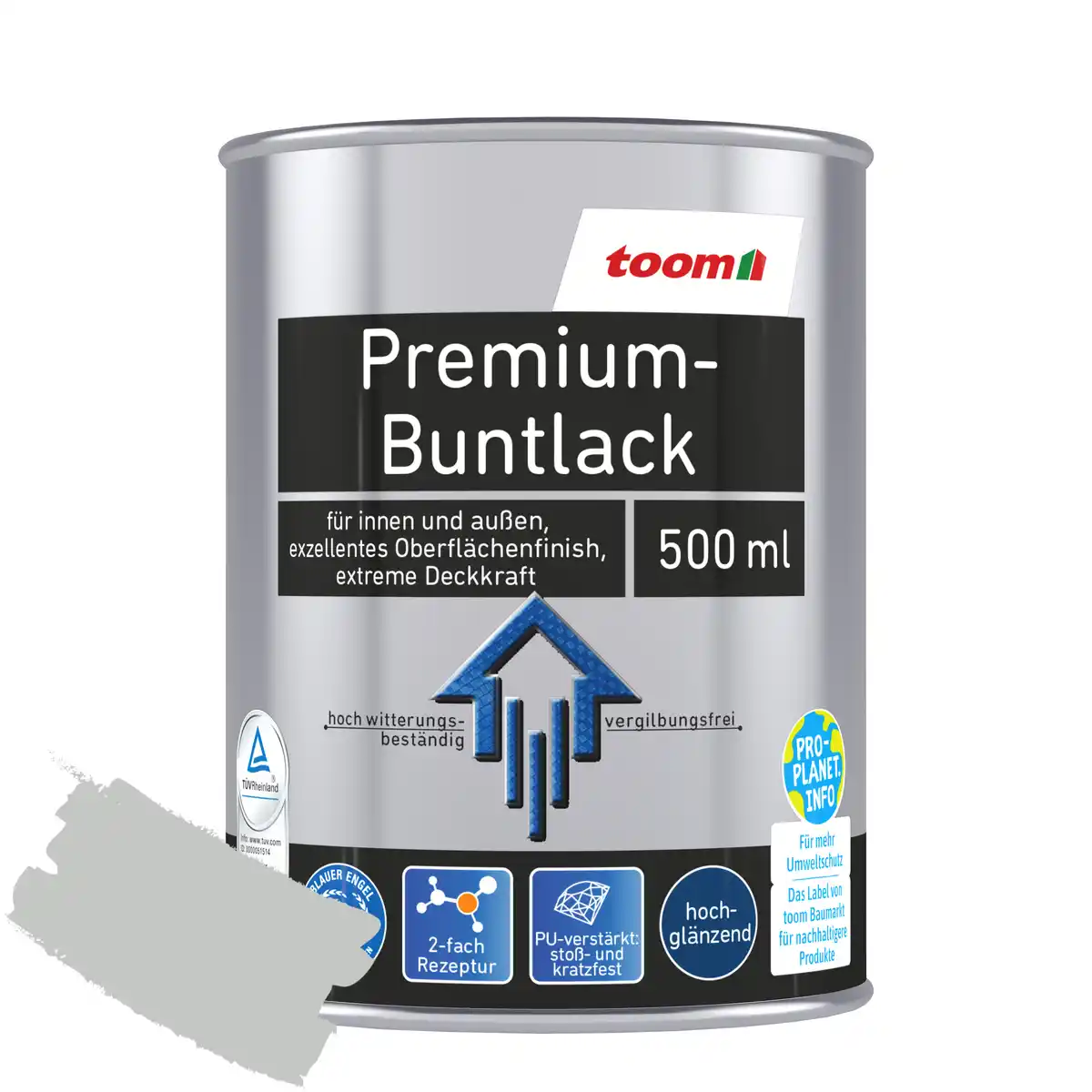 Bild 1 von toom Premium-Buntlack lichtgrau glänzend 500 ml