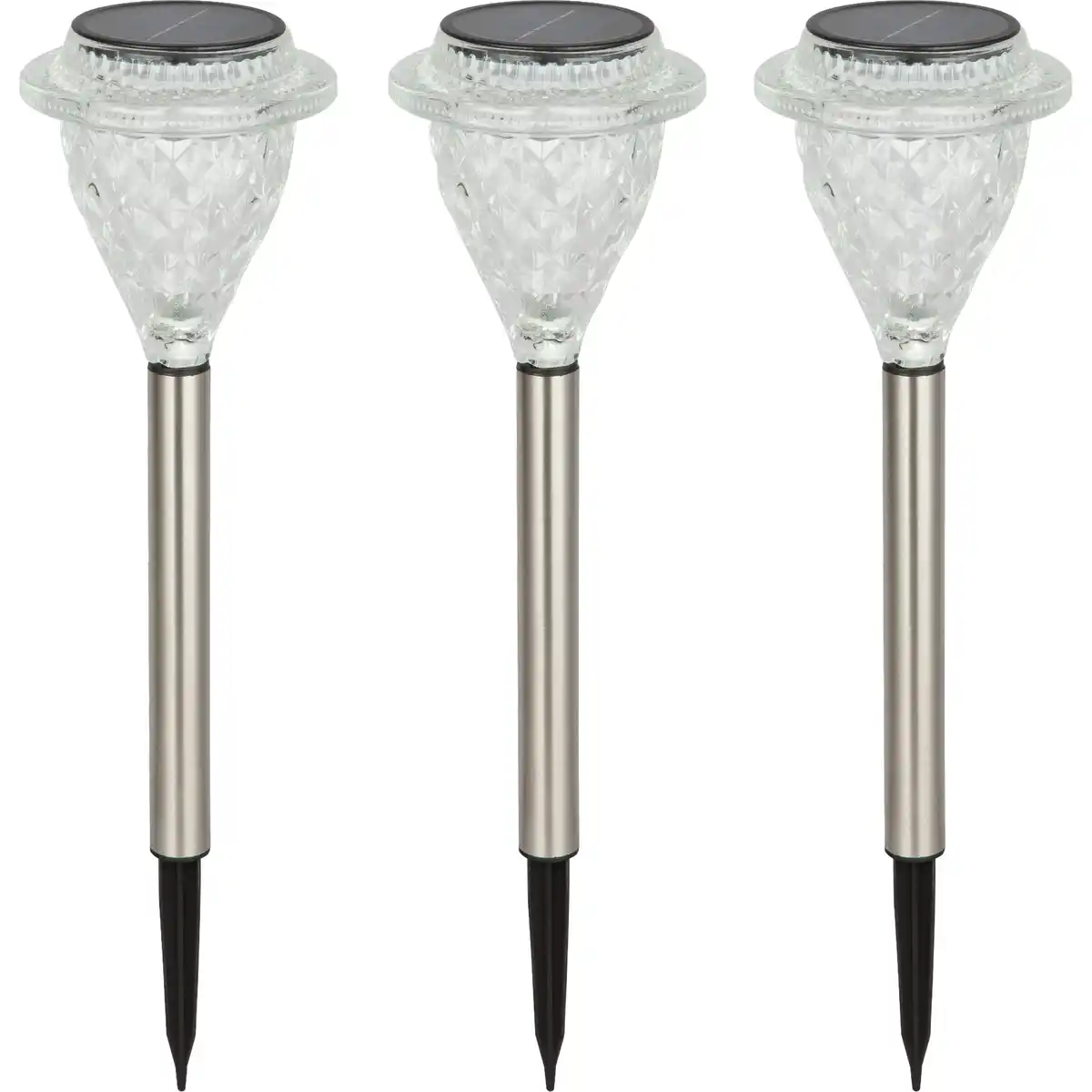 Bild 1 von toom LED-Solar-Fackel-Set Edelstahl/Glas 44 cm, 3er-Set