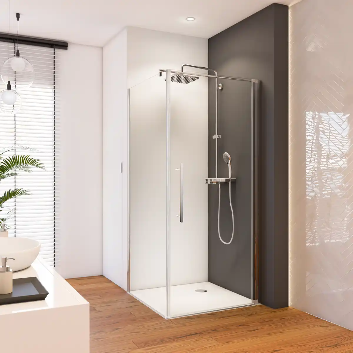 Bild 1 von toom Seitenwand für Drehtür 'Beta Intima' rechts, mit Antikalkbeschichtung 90 x 190 cm titan