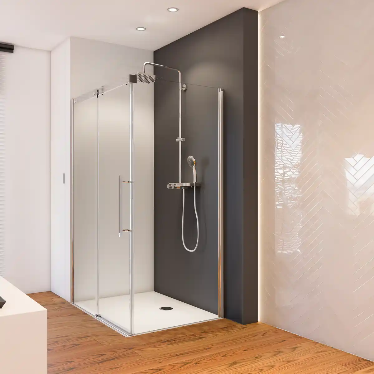 Bild 1 von toom Seitenwand für Schiebetür 'Beta' mit Antikalkbeschichtung 80 x 190 cm chrom