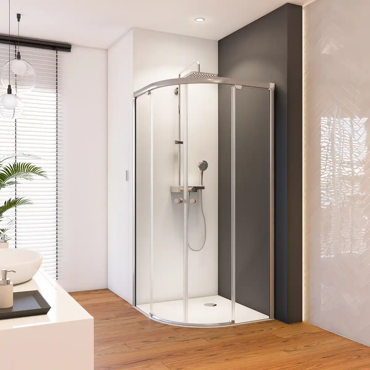 Bild 1 von toom Runddusche 'Beta' mit Schiebetür chromfarben 80 x 190 x 80 cm