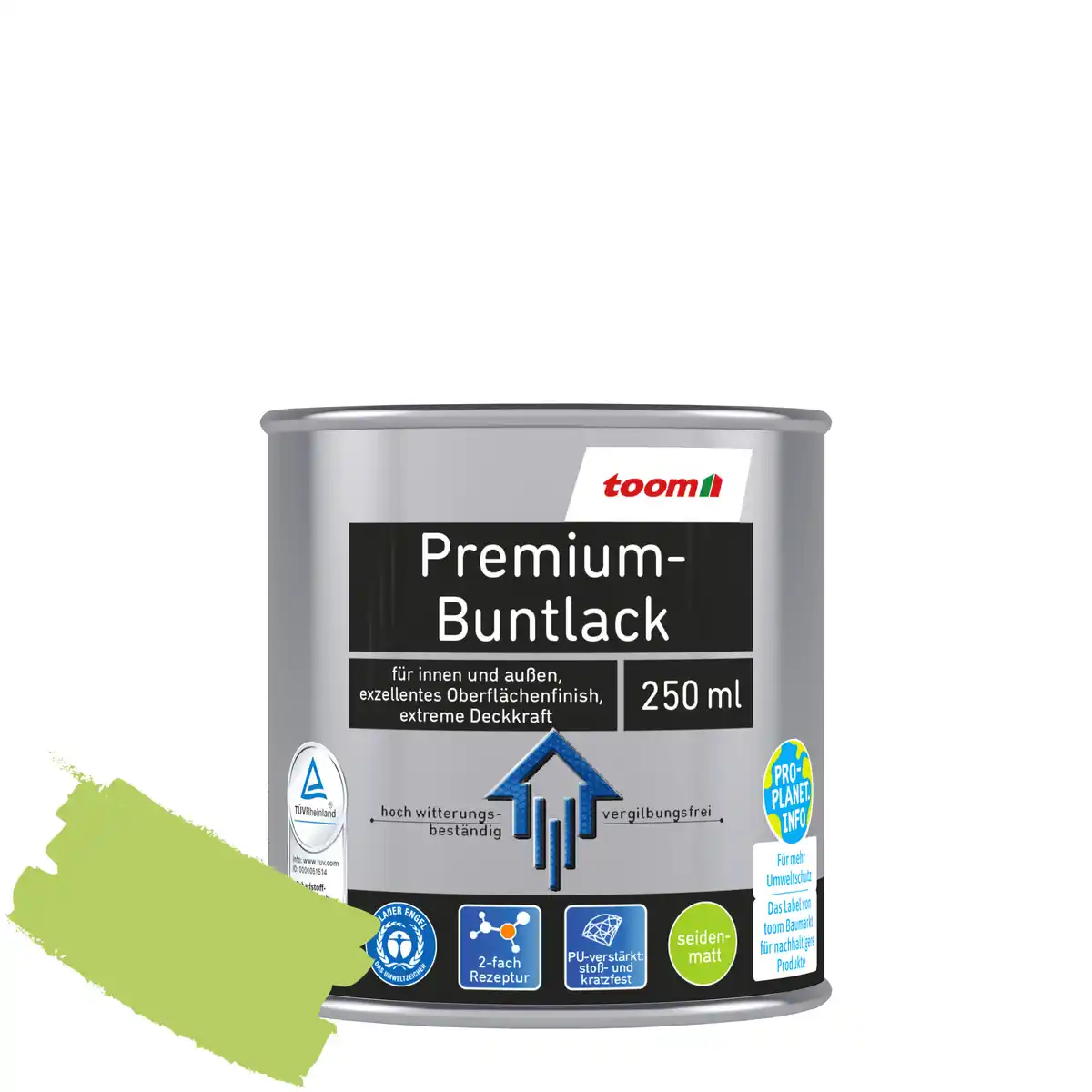 Bild 1 von toom Premium-Buntlack hellgrün seidenmatt 250 ml