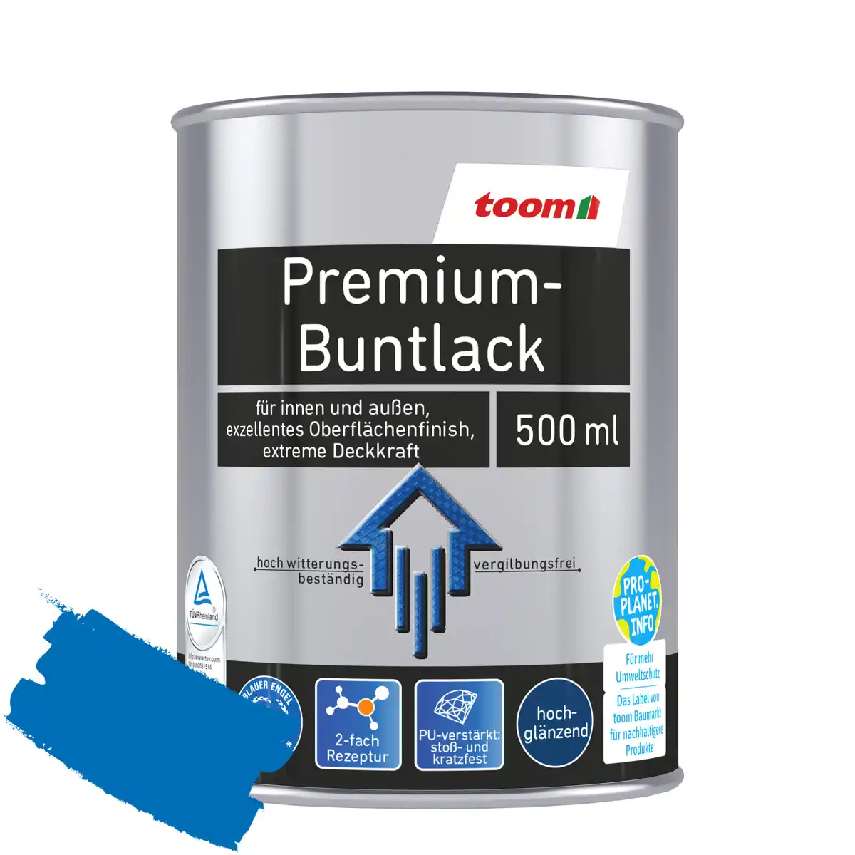 Bild 1 von toom Premium-Buntlack pazifikblau glänzend 500 ml