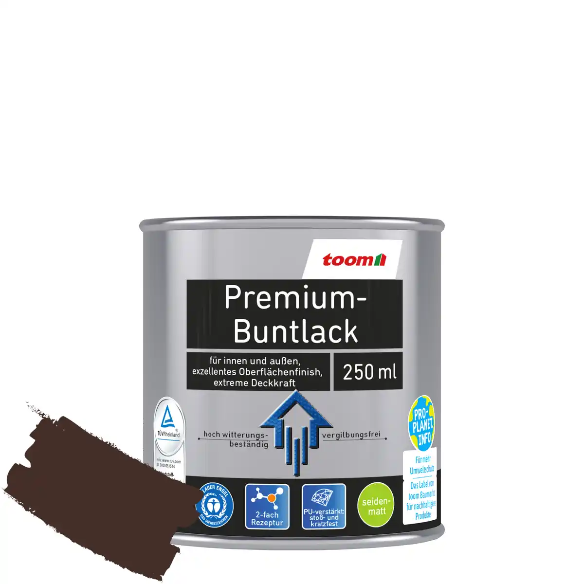 Bild 1 von toom Premium-Buntlack schokobraun seidenmatt 250 ml