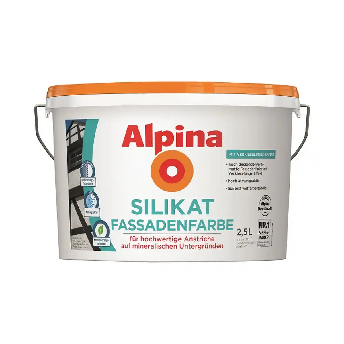 Bild 1 von Alpina Silikat-Fassadenfarbe weiß matt 2,5 l