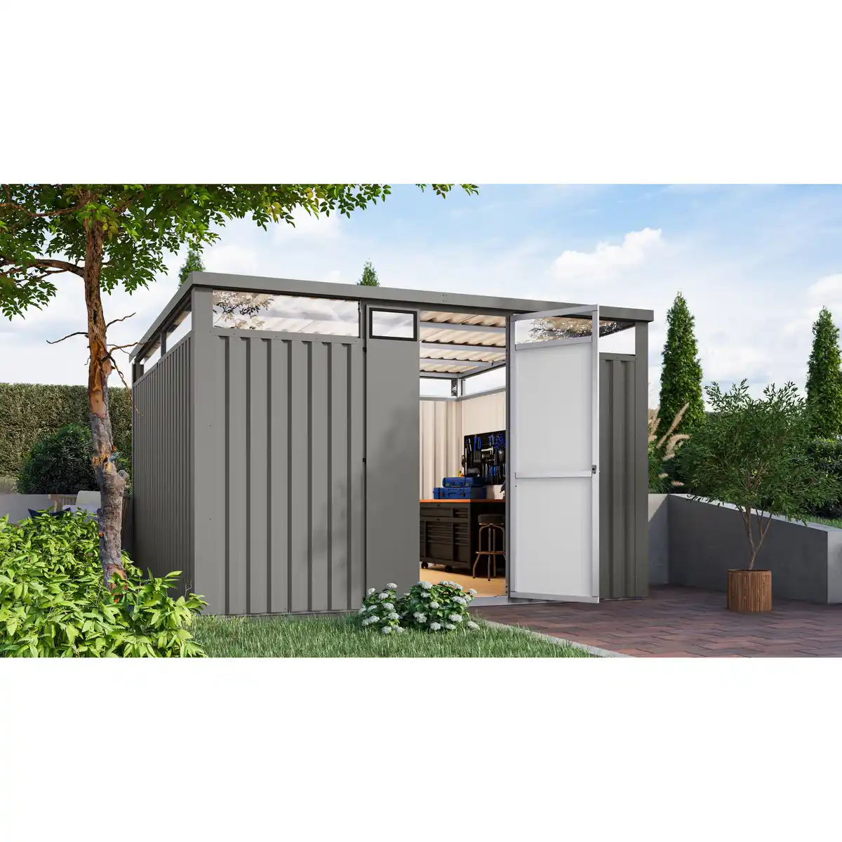 Bild 1 von Karibu Metallgerätehaus 'Polaris 3,5' graualuminium 343 x 220 x 343 cm