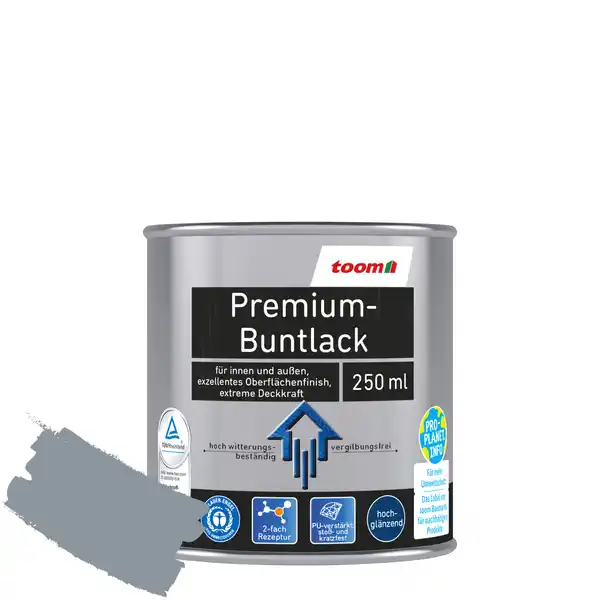 Bild 1 von toom Premium-Buntlack silbergrau glänzend 250 ml