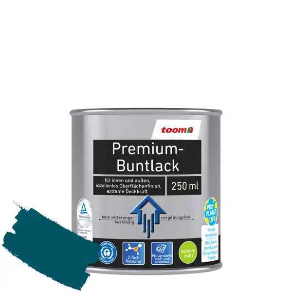 Bild 1 von toom Premium-Buntlack petrolfarben seidenmatt 250 ml