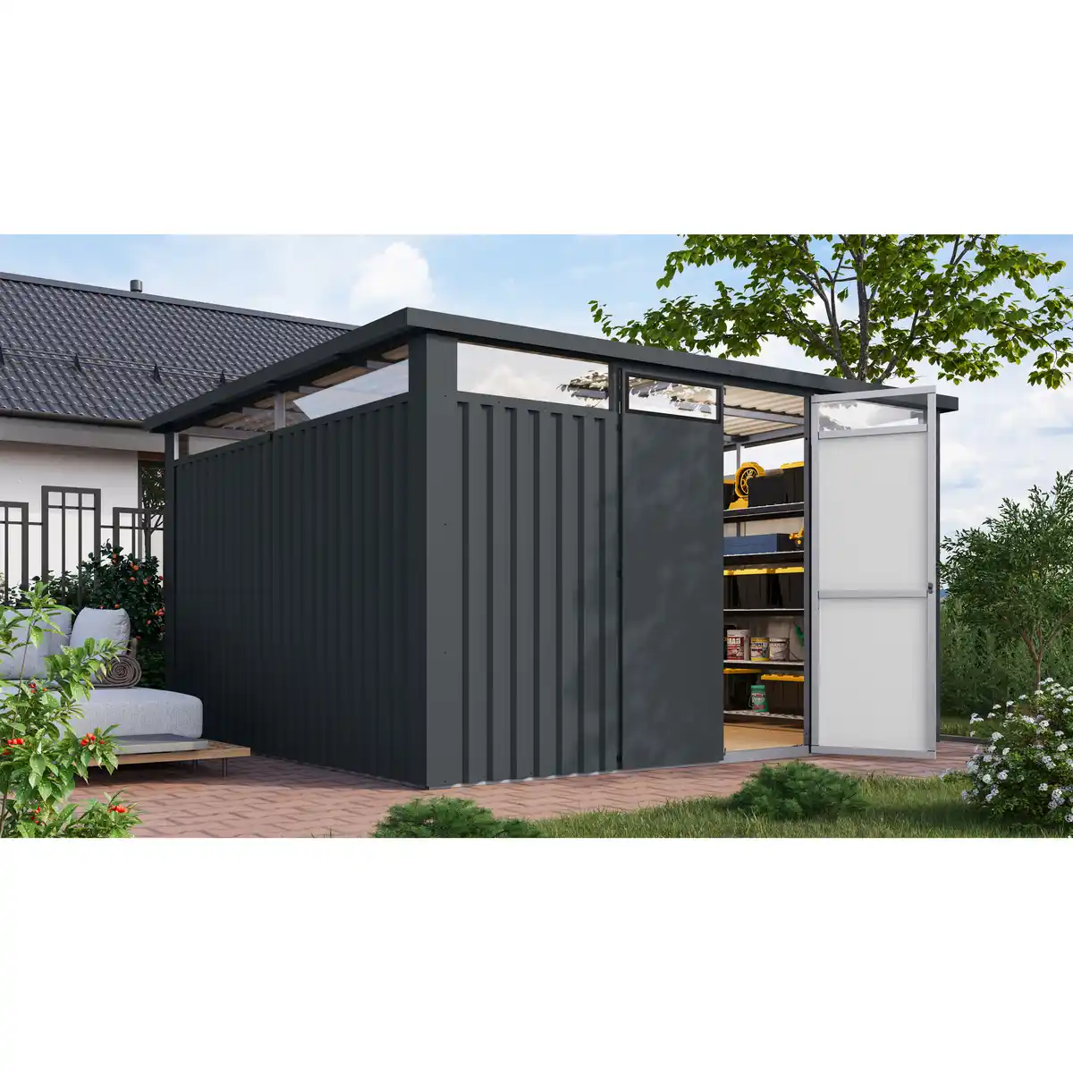 Bild 1 von Karibu Metallgerätehaus 'Polaris 4' anthrazit 376 x 220 x 343 cm