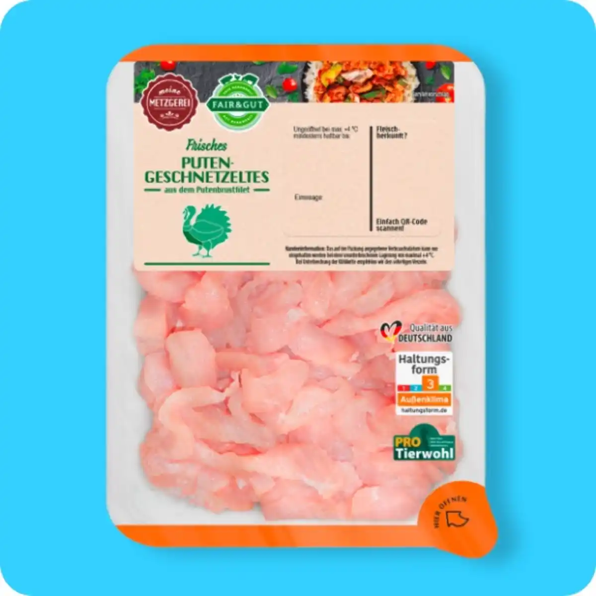 Bild 1 von FAIR & GUT Puten-Geschnetzeltes, Haltungsform 3: Außenklima²