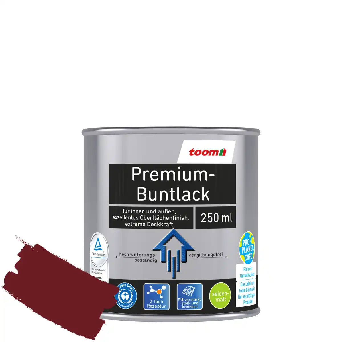 Bild 1 von toom Premium-Buntlack purpurrot seidenmatt 250 ml
