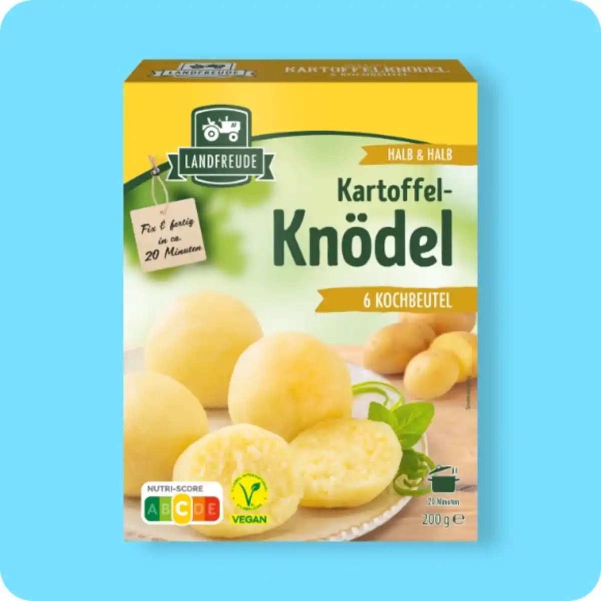 Bild 1 von LANDFREUDE Knödel, Kartoffelknödel halb & halb (vegan) oder Semmelknödel (vegetarisch)