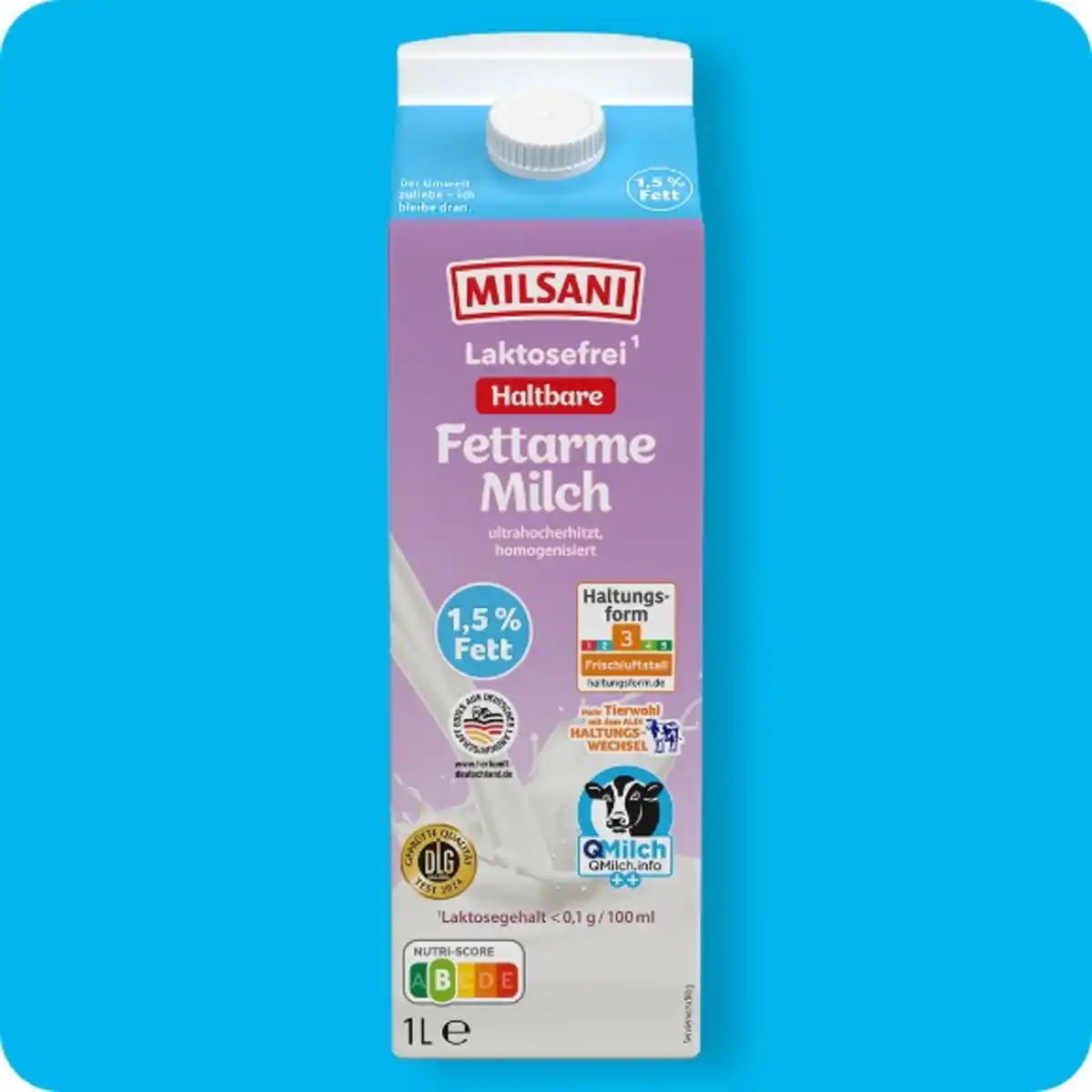 Bild 1 von MILSANI Laktosefreie H-Milch, 1,5% Fett