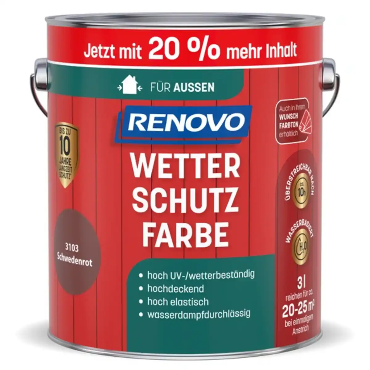 Bild 1 von Wetterschutzfarbe, seidenglänzend, schwedenrot RAL 3103