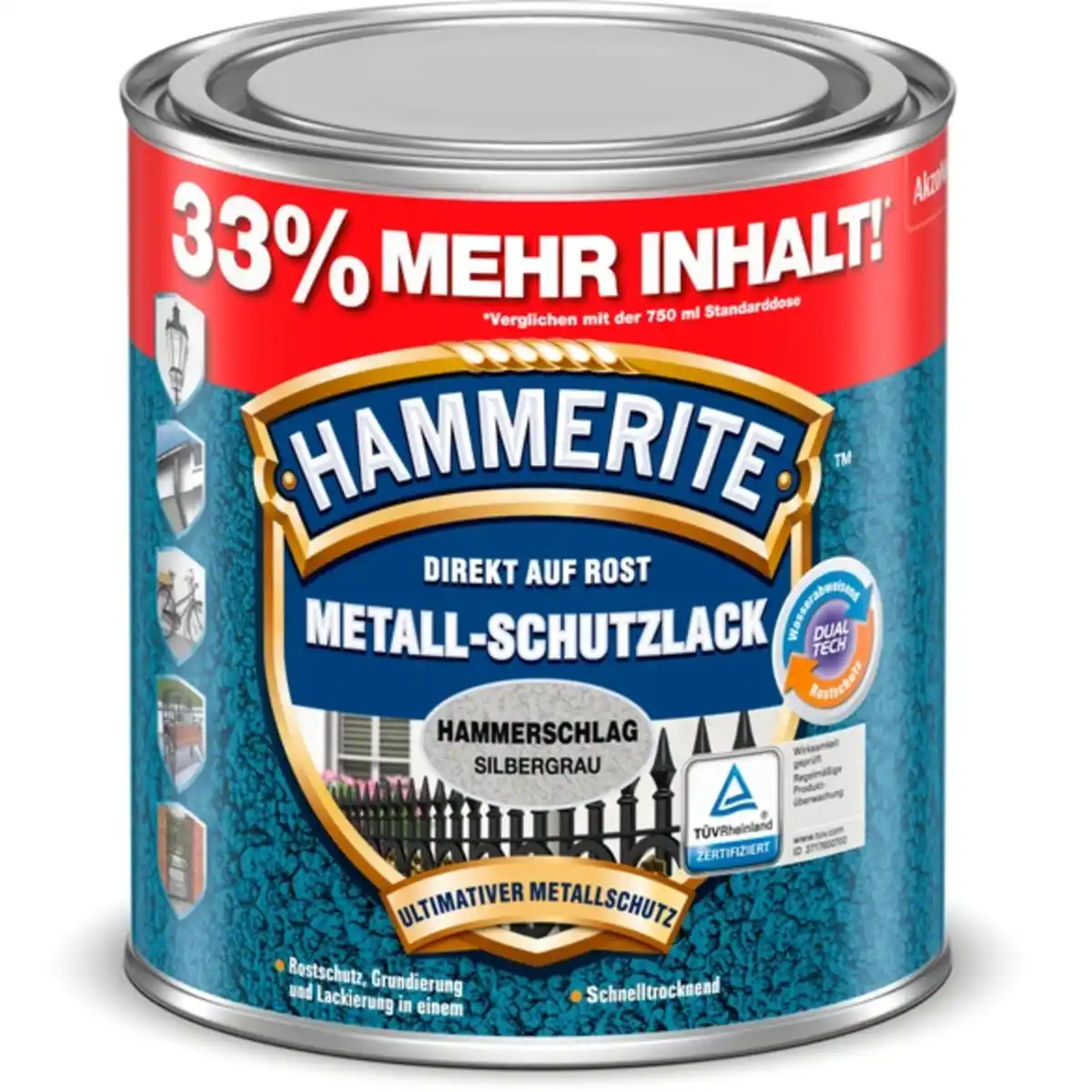 Bild 1 von Metallschutzlack, 1,0L, silbergrau, Hammerschlag