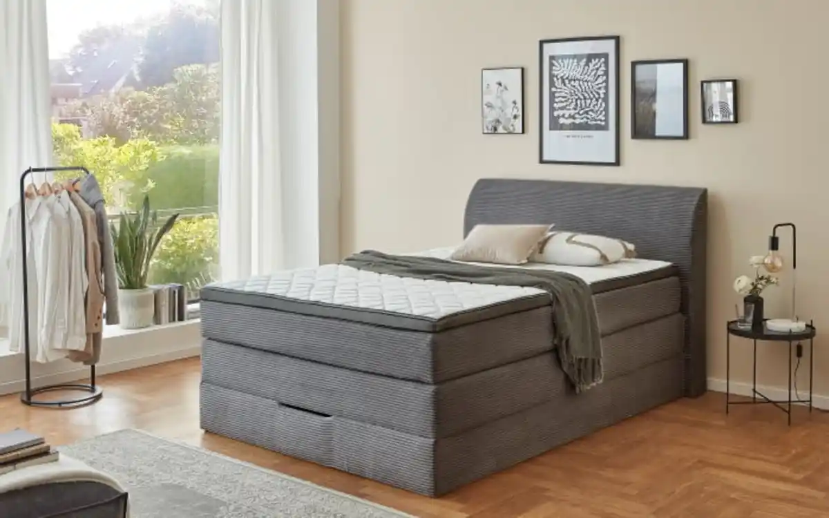 Bild 1 von Boxspringbett Kurt, grau, 140 x 200 cm