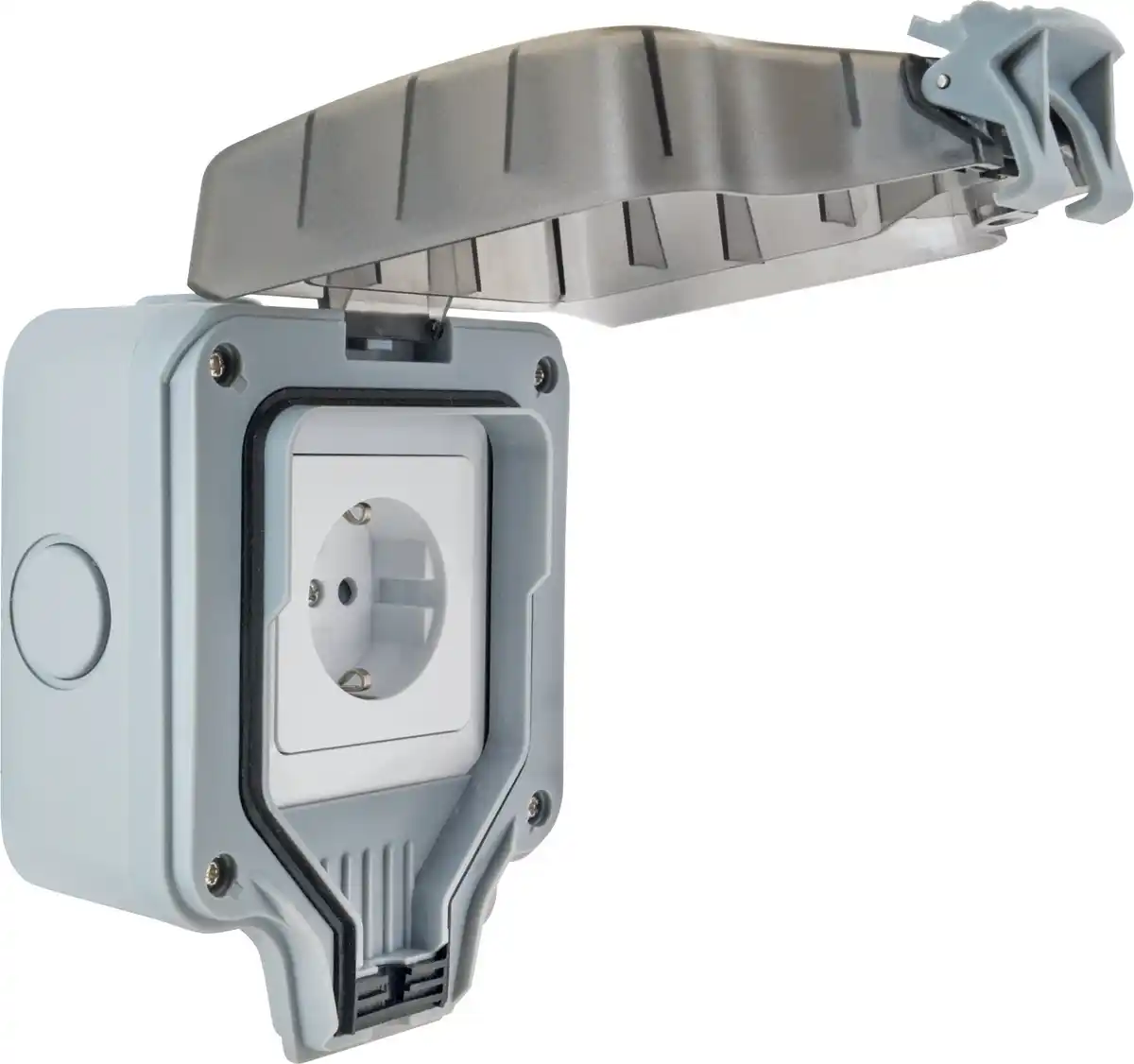 Bild 1 von Schwaiger Aufputz Steckdose 1-fach, hellgrau