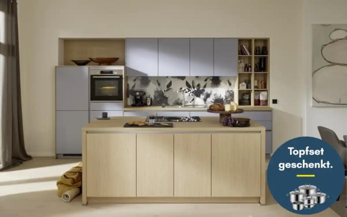 Bild 1 von Einbauküche Sunta/Stadum, Eiche Como Nachbildung/sky, inkl. Privileg Elektrogeräte