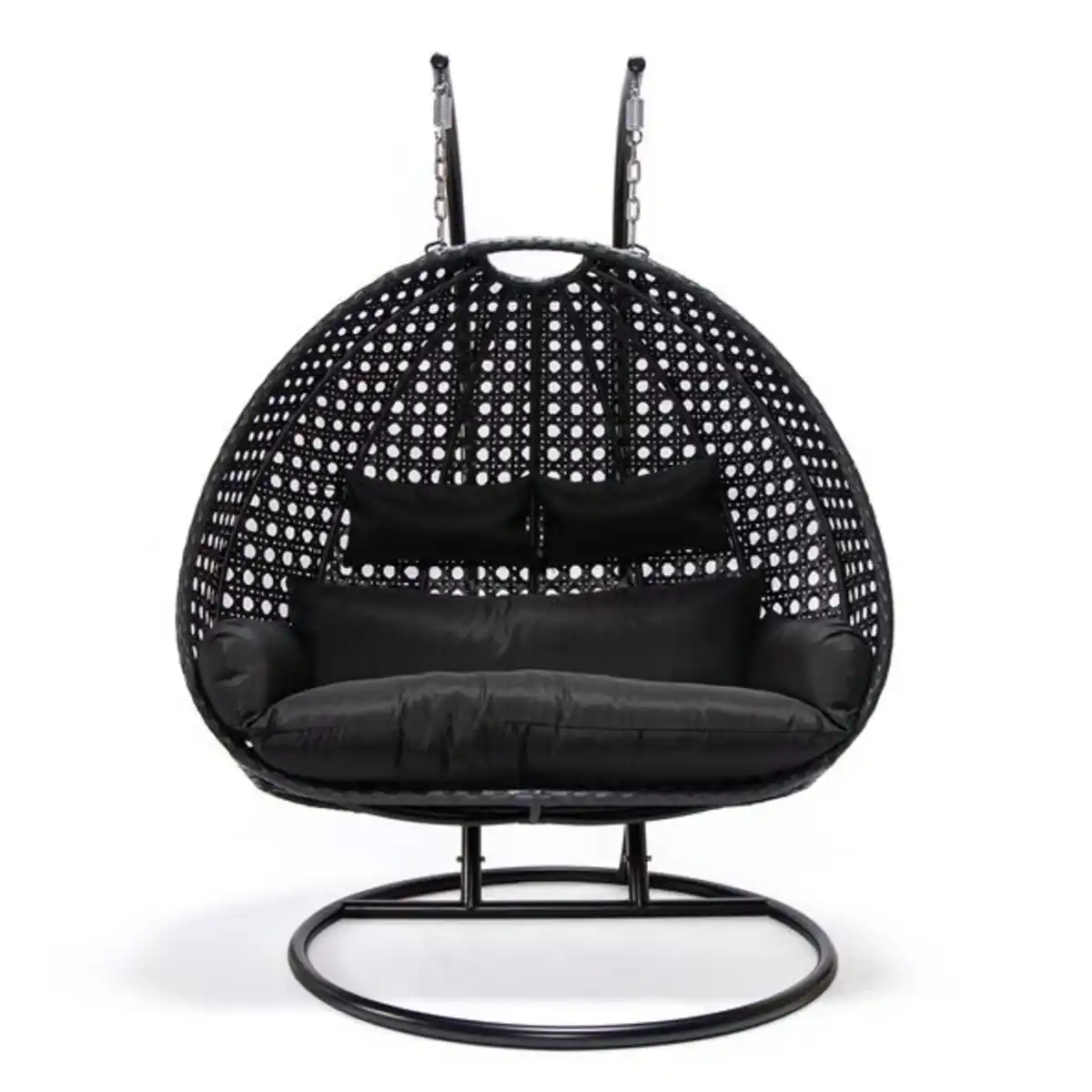 Bild 1 von Polyrattan-Hängesessel Twin, schwarz mit schwarzen Kissen