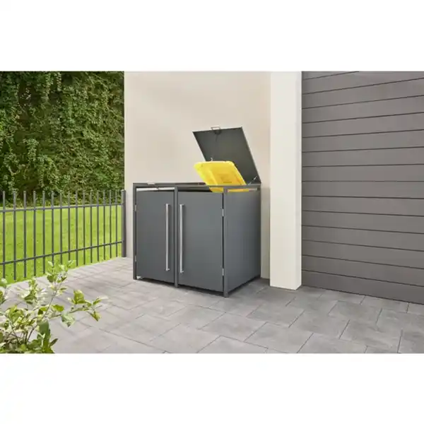 Bild 2 von Mülltonnenbox, für 2 x 240 L, BxTxH: 132 x 80 x 116 cm, anthrazit