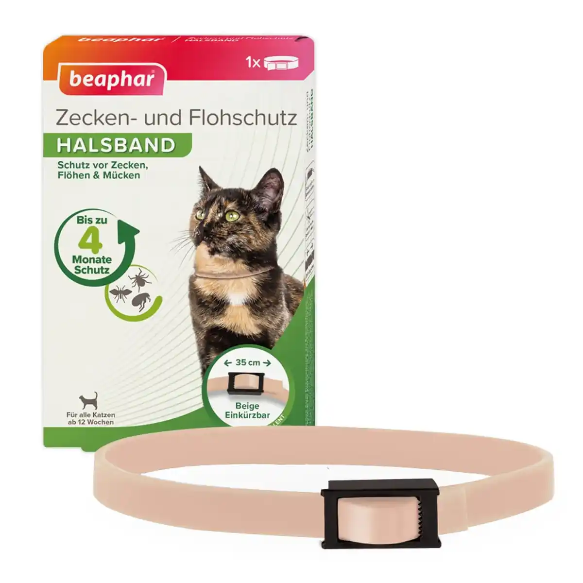 Bild 1 von Beaphar Zecken- und Floh-Halsband für Katzen beige 35 cm