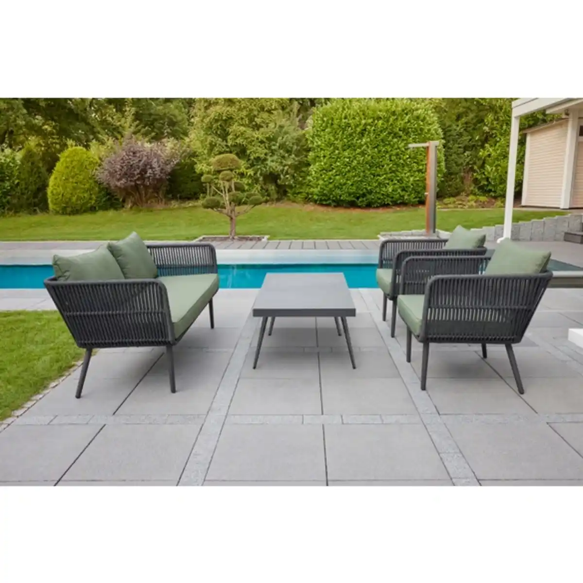 Bild 2 von Loungeset »Saigon«, 4 Sitzplätze, Stahl/Rope/Glaskeramik, inkl. Auflagen