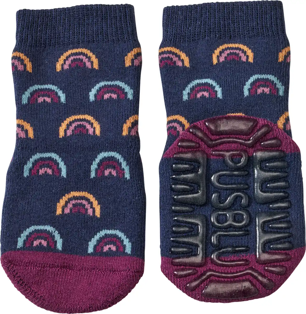 Bild 1 von PUSBLU Stoppersocken mit Regenbogen-Motiv, blau & lila, Gr. 21/22