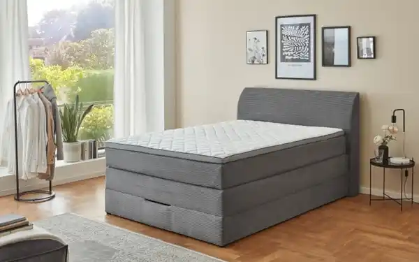 Bild 2 von Boxspringbett Kurt, grau, 120 x 200 cm, Härtegrad 2/3