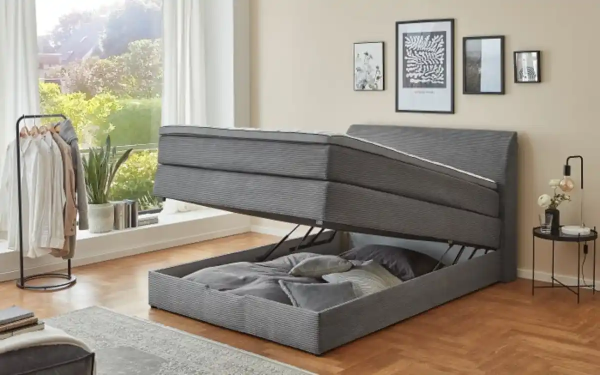 Bild 3 von Boxspringbett Kurt, grau, 120 x 200 cm, Härtegrad 2/3
