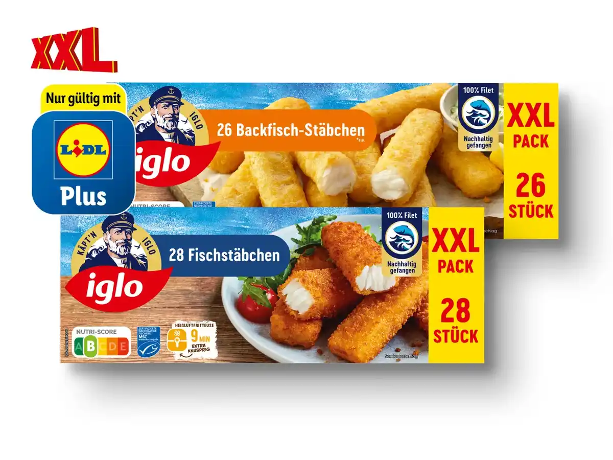 Bild 1 von Iglo Fisch-/Backfisch-Stäbchen/Filegro Ofen-Backfisch XXL