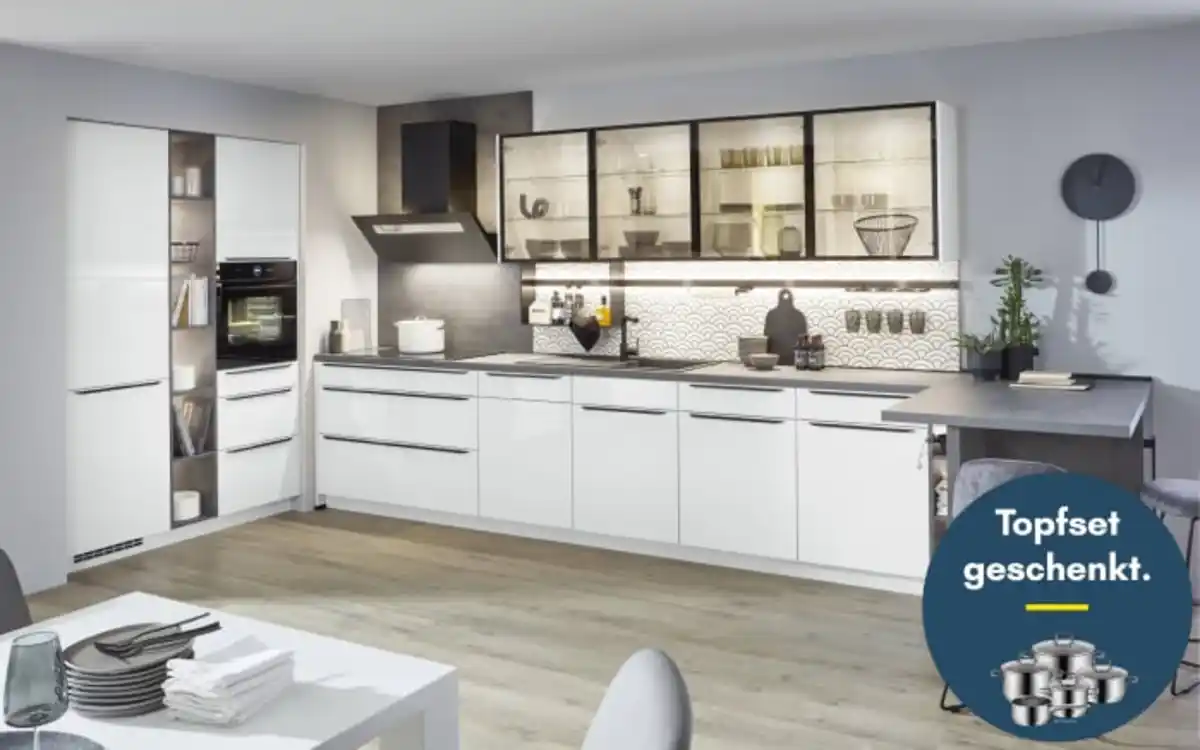 Bild 1 von Nobilia - Einbauküche Felde, weiß, inkl. Elektrogeräte