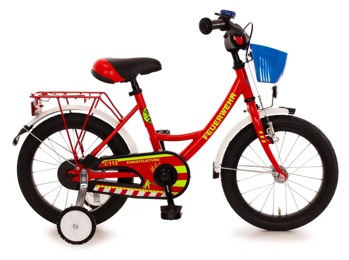 Bild 1 von Bachtenkirch Kinderfahrrad Feuerwehr Tiefeinstieg 16 Zoll rot