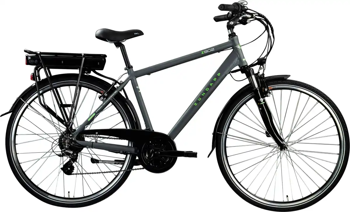 Bild 1 von Zündapp E-Bike Trekking Z802 Herren 28 Zoll RH 48cm 21-Gang 374 Wh grau grün