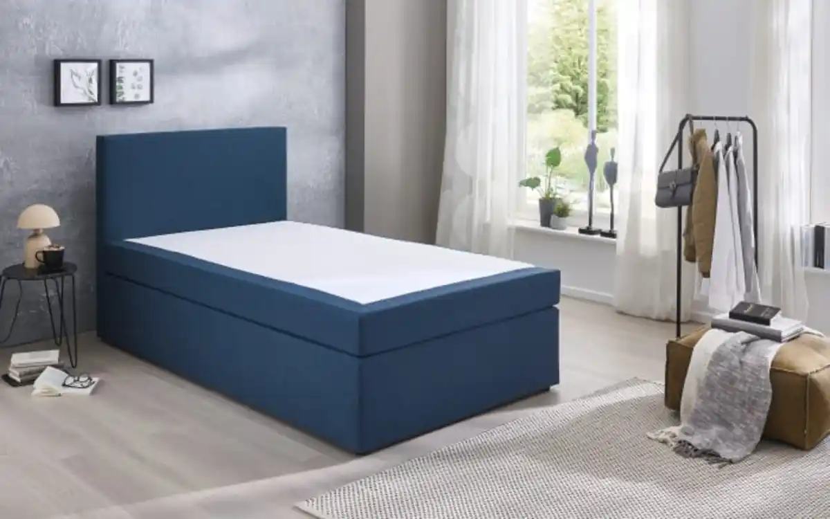 Bild 1 von Boxspringbett Aspen, blau, 120 x 200 cm