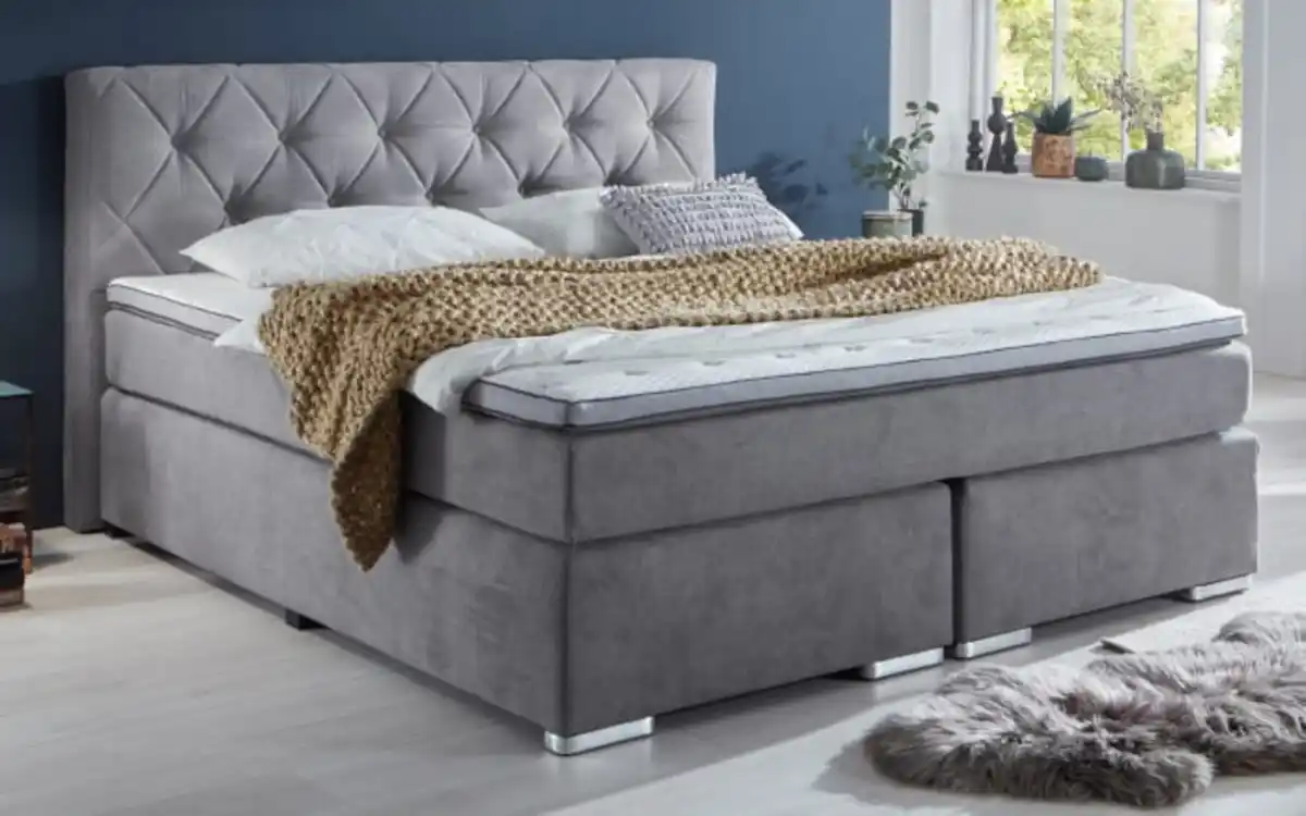 Bild 1 von Boxspringbett BX2100 Baker, lichtgrau, 180 x 200 cm