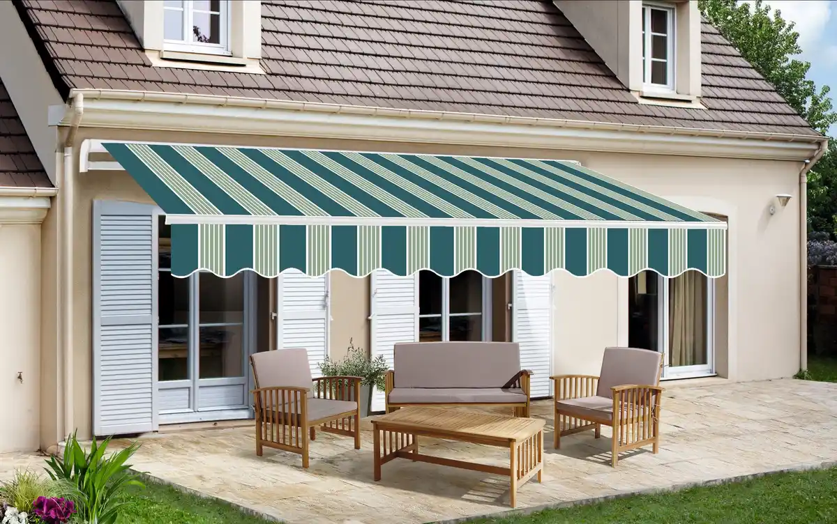 Bild 1 von TrendLine Gelenkarm-Markise 4 x 2,5 m grün gestreift