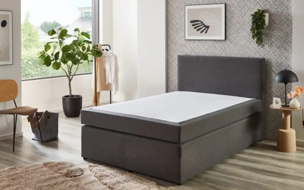 Bild 1 von Boxspringbett Aspen, grau, 120 x 200 cm