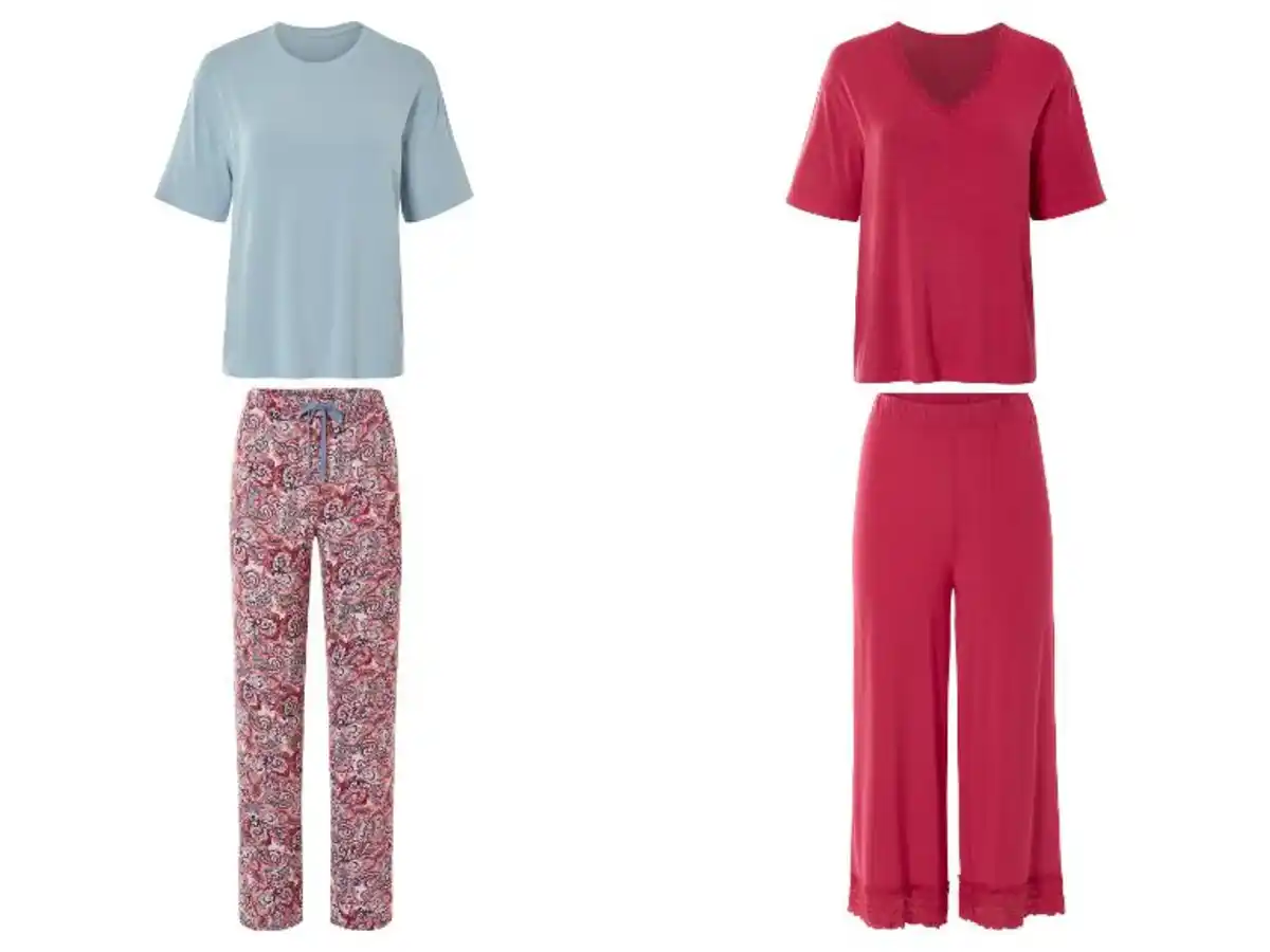 Bild 1 von esmara® Damen Pyjama, mit überschnittenen Schultern