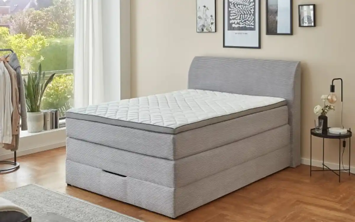 Bild 1 von Boxspringbett Kurt, silber, 120 x 200 cm