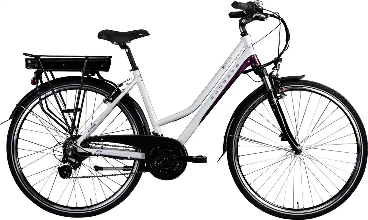 Bild 1 von Zündapp E-Bike Trekking Z802 Damen 28 Zoll RH 48cm 21-Gang 374 Wh weiß lila