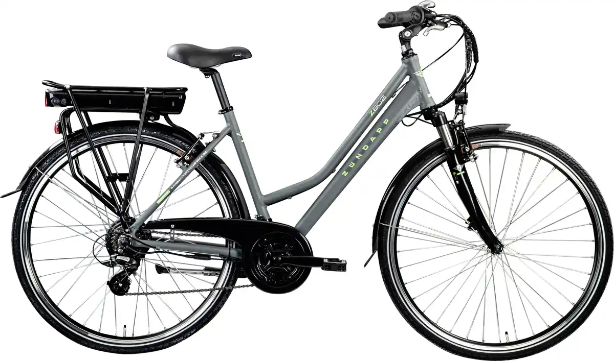 Bild 1 von Zündapp E-Bike Trekking Z802 Damen 28 Zoll RH 48cm 21-Gang 374 Wh grau grün