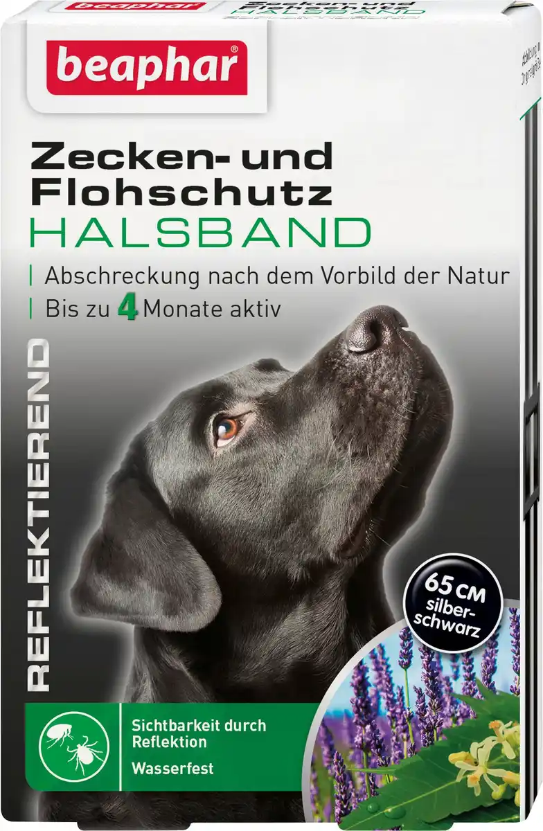 Bild 1 von Beaphar Zecken- & Flohschutz Halsband für Hunde reflektierend 65 cm