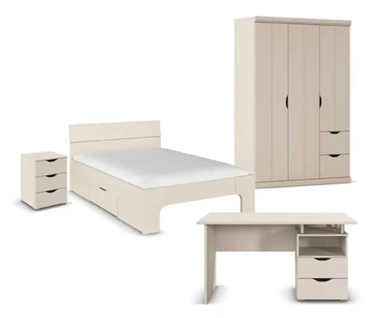 Bild 1 von rauch Set »Frieda« mit Bett, Kleiderschrank 3-türig, Nachttisch und Schreibtisch, beige