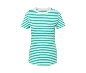 Basic T-Shirt, aqua-weiß gestreift