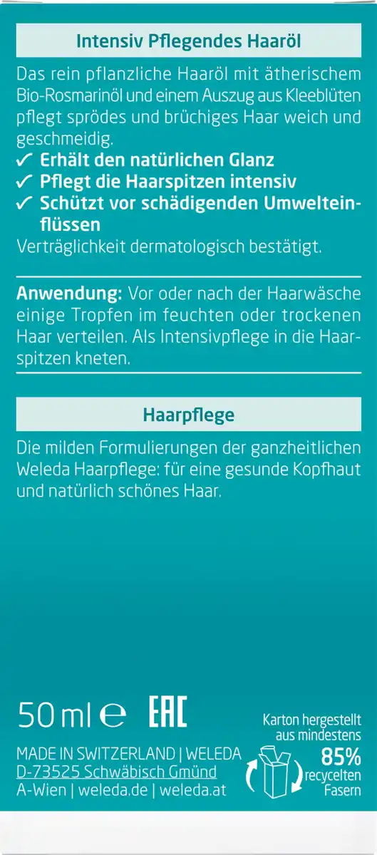 Bild 2 von Weleda Intensiv pflegendes Haaröl Rosmarin, 50 ml